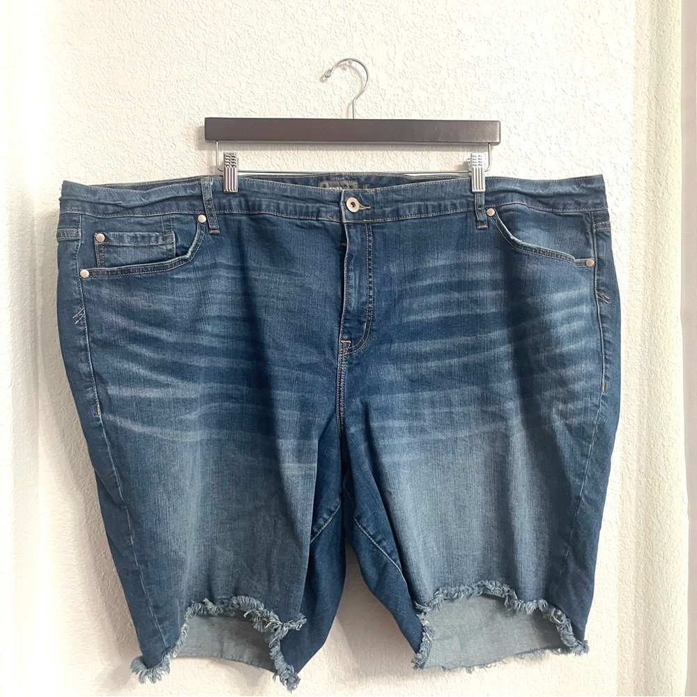 Torrid Womens Shorts Denim Blue High Waist Frayed Cut Hem Plus Size 30